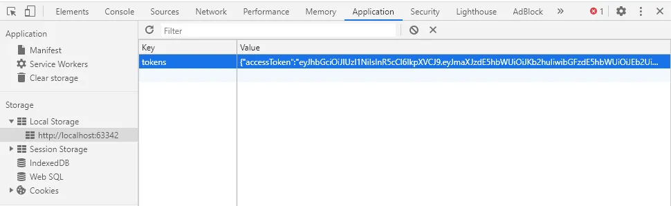 Affichage du &quot;localStorage&quot; dans la console du navigateur